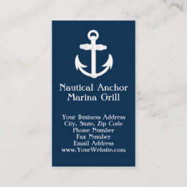 Cartão De Visita Símbolo de Âncora Náutica Branco/Azul