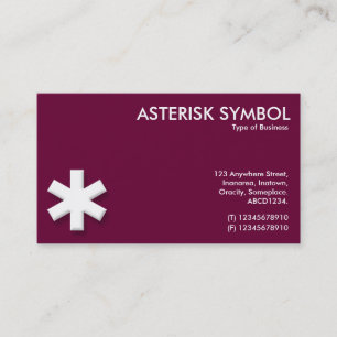 Cartão De Visita Símbolo de Asterisco - Maroon de Crimsom Profundo 