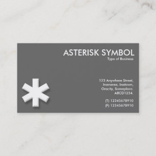 Cartão De Visita Símbolo de Asterisk - Cinza