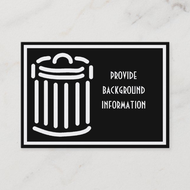Cartão De Visita Símbolo de Lixo Branco (Frente)