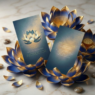 Cartão De Visita Símbolo de Lotus Azul e OM Yoga Instrutor