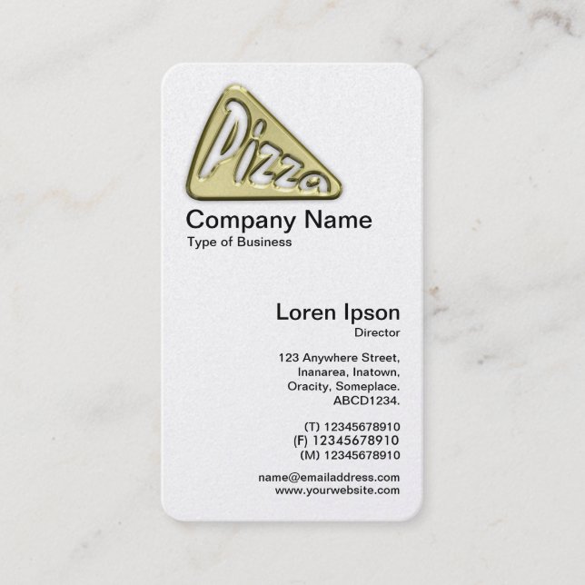 Cartão De Visita Símbolo de pizza ouro (Frente)