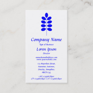 Cartão De Visita Símbolo de Planta - Azul em Branco