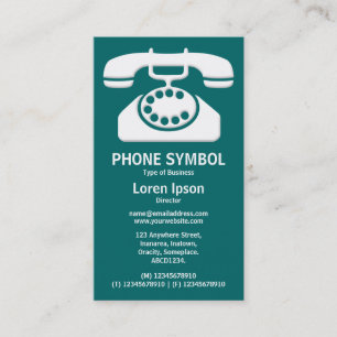 Cartão De Visita Símbolo de Telefone II - Verde Teal (006666)