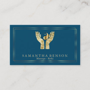 Cartão De Visita Símbolo de Yin Yang das Mãos Reparadas Elegantes