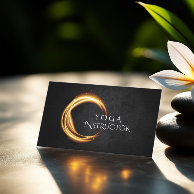 Cartão De Visita Símbolo Elegante YOGA Preto e ZEN Dourado Brilhant (Criador carregado)