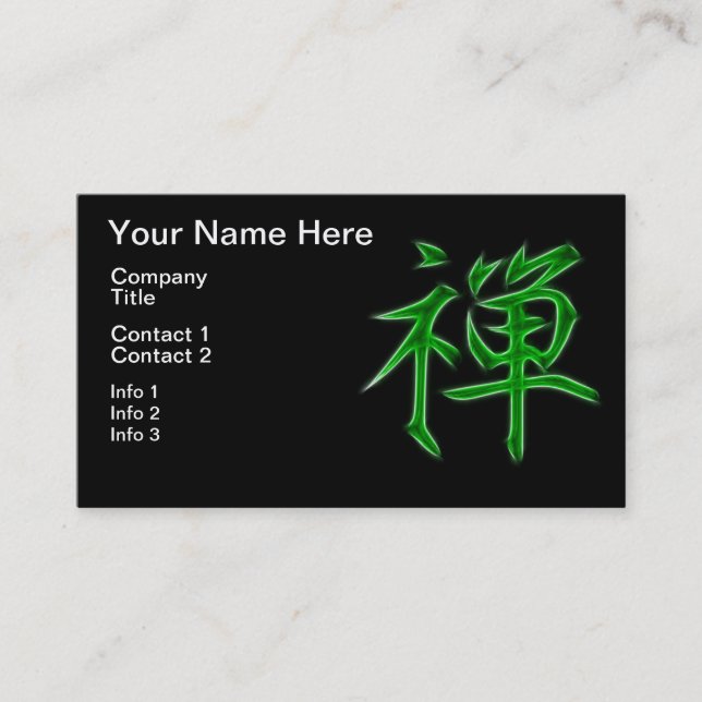 Cartão De Visita Símbolo japonês da caligrafia do Kanji do zen (Frente)
