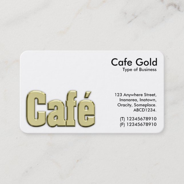 Cartão De Visita Símbolo/logotipo Dourado do café (Frente)
