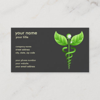 Cartão De Visita Símbolo médico do Alternativo Caduceus Verde