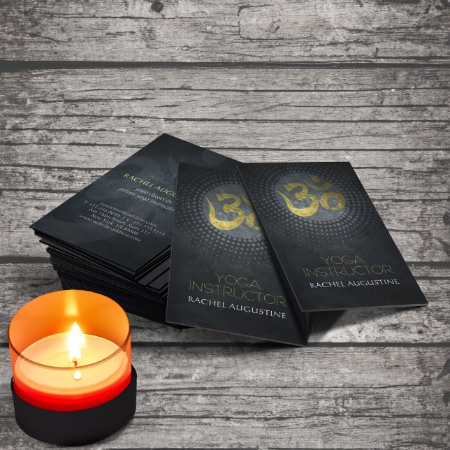 Cartão De Visita Símbolo Om de folha de ouro elegante & Yoga Mandal (Criador carregado)