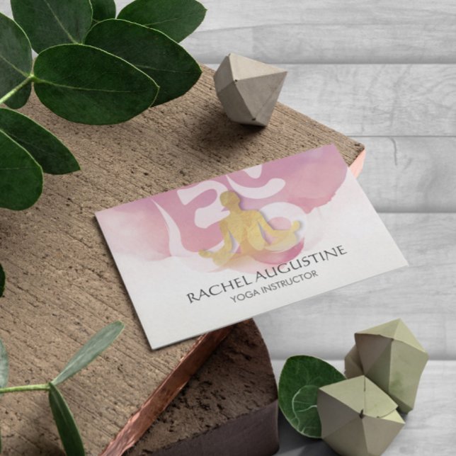 Cartão De Visita Símbolo Om do Instrutor de Meditação Yoga Dourado  (Criador carregado)