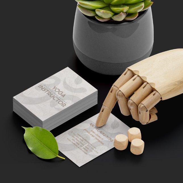 Cartão De Visita Símbolo Om Instrutor Elegante Símbolo Branco Flora (Criador carregado)