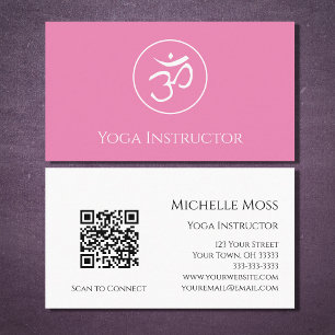 Cartão De Visita Símbolo Om Instrutor Yoga Simples Rosa