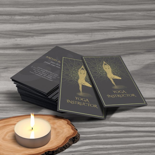 Cartão De Visita Símbolo preto e Dourado da Meditação Yoga Mandala  (Criador carregado)
