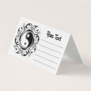 Cartão De Visita Símbolo Yin & Yang Preto e Branco Estilo Tatuagem