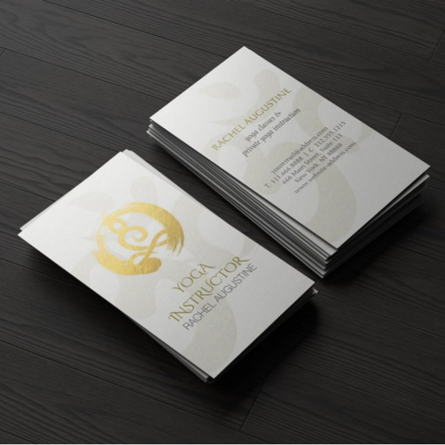 Cartão De Visita Símbolo ZEN de Meditação Yoga Dourada branca (Criador carregado)