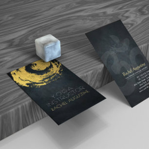 Cartão De Visita Símbolo ZEN Elegante Black & Dourado YOGA Brushstr