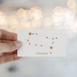 Cartão De Visita Símbolo Zodiac Moderno Gemini Dourado  Elemento a