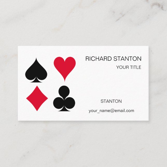 Cartão De Visita Símbolos de cartas de reprodução (Frente)