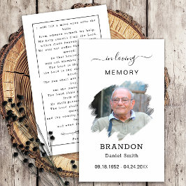 Cartão De Visita Simpatia Funeral Foto Memorial Prayer Card