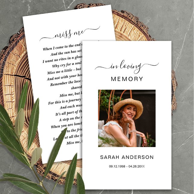 Cartão De Visita Simpatia Funeral Foto Memorial Prayer Card (Criador carregado)