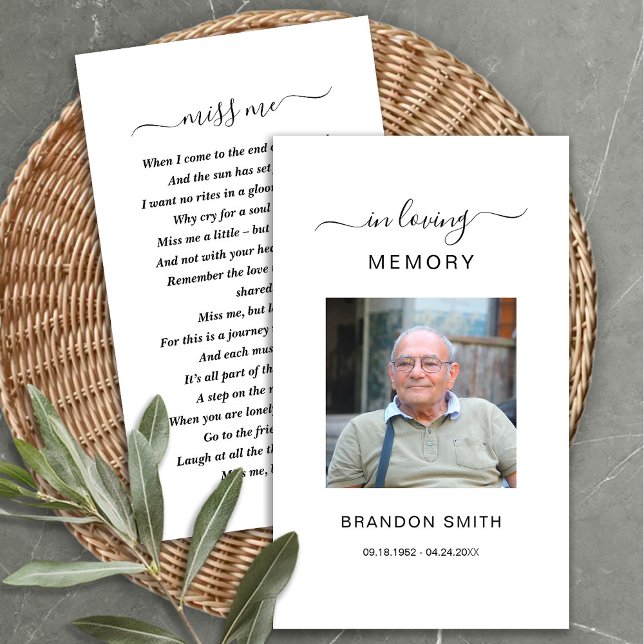 Cartão De Visita Simpatia Funeral Foto Memorial Prayer Card (Criador carregado)