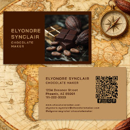 Cartão De Visita Simple Brown Chocolate Maker Photo Social QR Code
