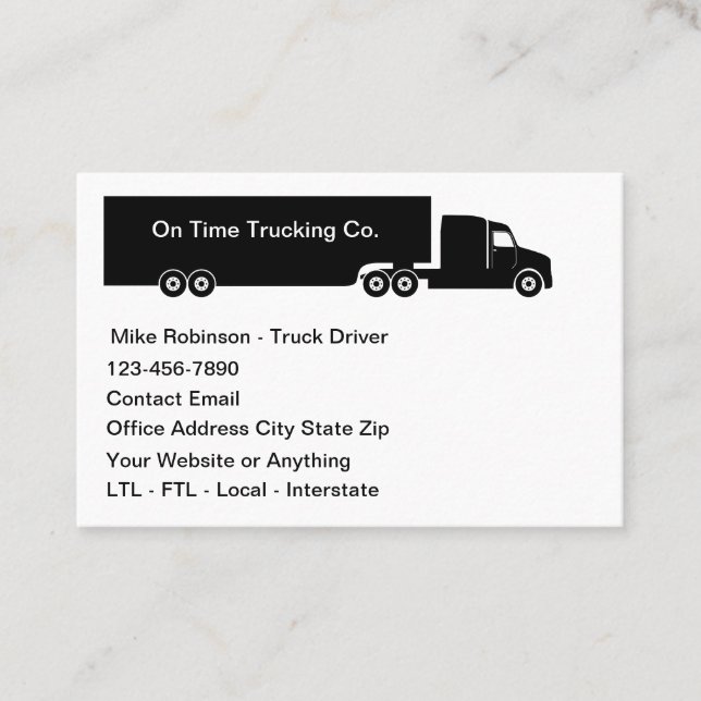 Cartão De Visita Simple Budget Truck Driver Shipping Theme (Frente)
