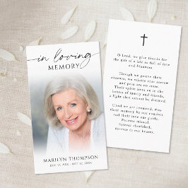 Cartão De Visita Simple Cross Photo Funeral Memorial Prayer Card