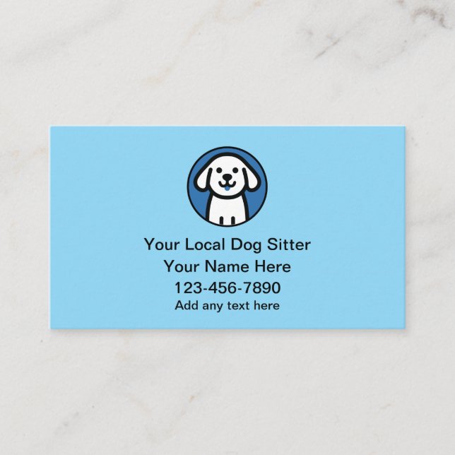 Cartão De Visita Simple Cute Dog Sitter And Walking  (Frente)
