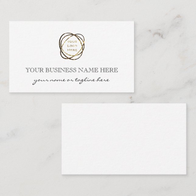 Cartão De Visita Simple Elegant Black Add Business Logo Custom   (Frente/Verso)