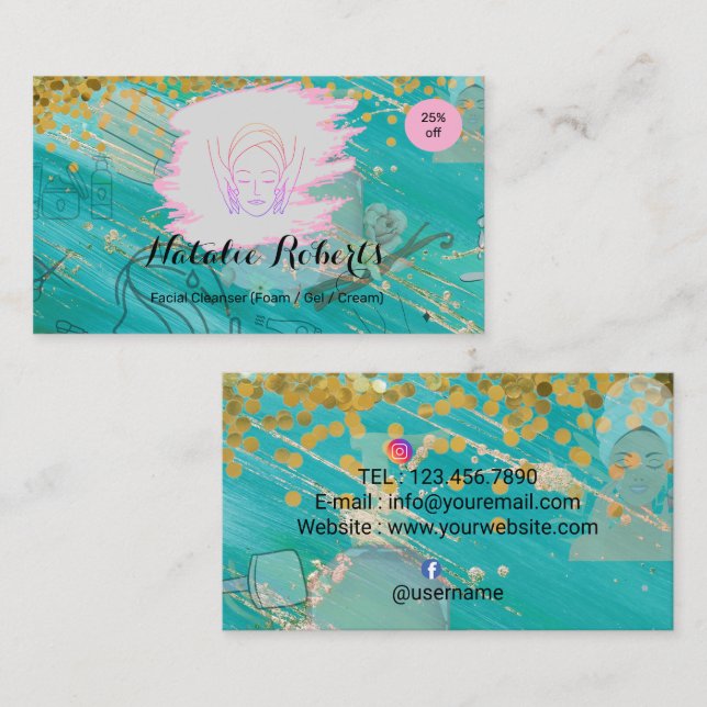 Cartão De Visita Simple Elegant  Facial Cleanser Foam Gel Cream (Frente/Verso)