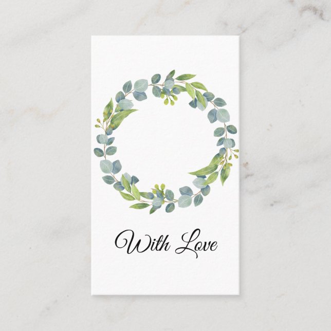 Cartão De Visita Simple Eucalyptus Wreath Wedding Card - Blank (Frente)