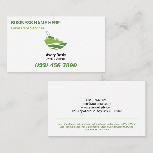 Cartão De Visita Simple Lawn Care Landscaping Tree Service Logo (Frente/Verso)