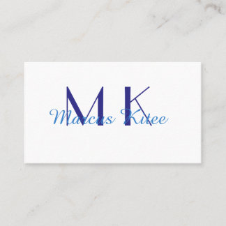 Cartão De Visita simple minimal monogram personalized name blue ret