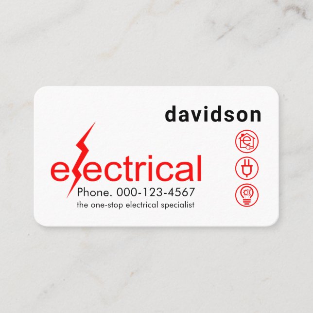 Cartão De Visita Simple Minimalist Electrical Lightning Bolt (Frente)