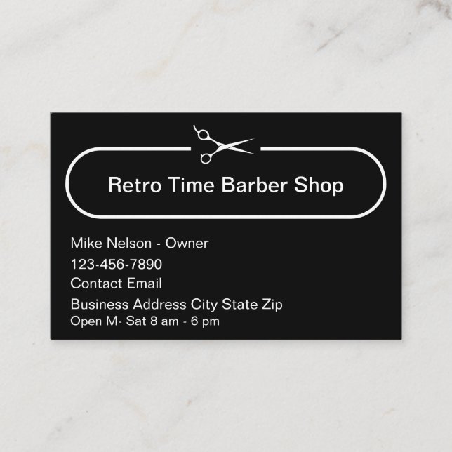 Cartão De Visita Simple Modern Barber Shop Business Cards  (Frente)