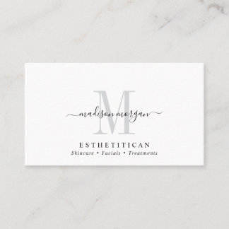 Cartão De Visita Simple Modern Esthetician Script Monogram