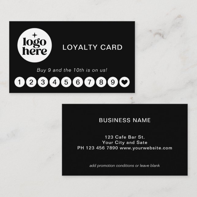 Cartão De Visita Simple Modern Logo Business Loyalty Card (Frente/Verso)