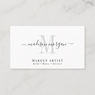 Cartão De Visita Simple Modern Makeup Artist Script Monogram