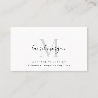 Cartão De Visita Simple Modern Massage Therapist Script Monogram