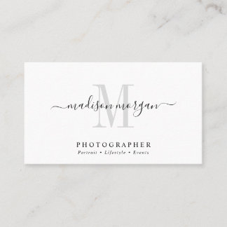 Cartão De Visita Simple Modern Photographer Script Monogram