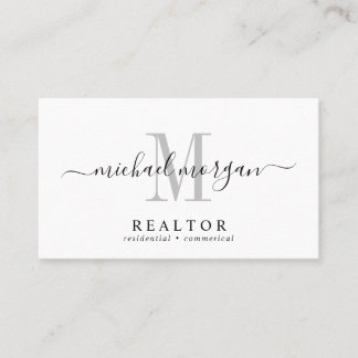 Cartão De Visita Simple Modern Realtor Script Monogram