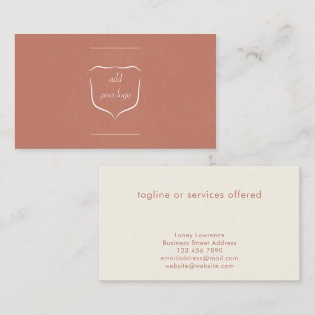 Cartão De Visita Simple Modern Terracotta Add Logo Professional (Frente/Verso)