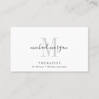 Cartão De Visita Simple Modern Therapist Script Monogram