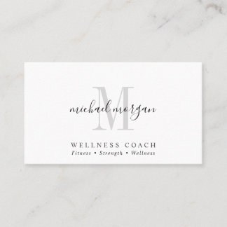 Cartão De Visita Simple Modern Wellness Coach Script Monogram