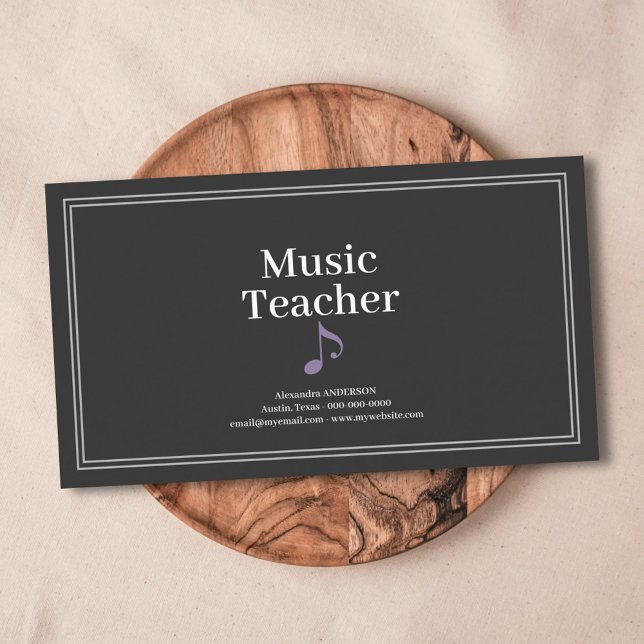 Cartão De Visita Simple Music Teacher (Simple Music Teacher Business Card)