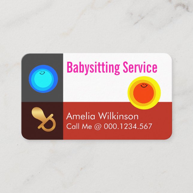 Cartão De Visita Simple Night and Day Babysitting Service (Frente)