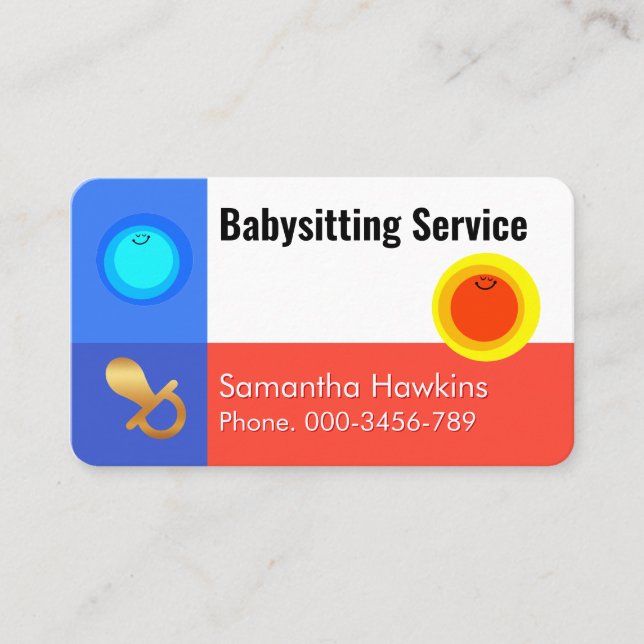 Cartão De Visita Simple Night and Day Babysitting Service (Frente)