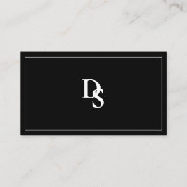 Cartão De Visita Simple Professional Black White Initials QR Code